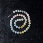 Rainbow Morganit doğal taş dizi 8 mm – pastel tonlarda pembe, mavi ve yeşil renk geçişleriyle sevgi, denge ve huzur enerjisi yayan toptan doğal taş dizi