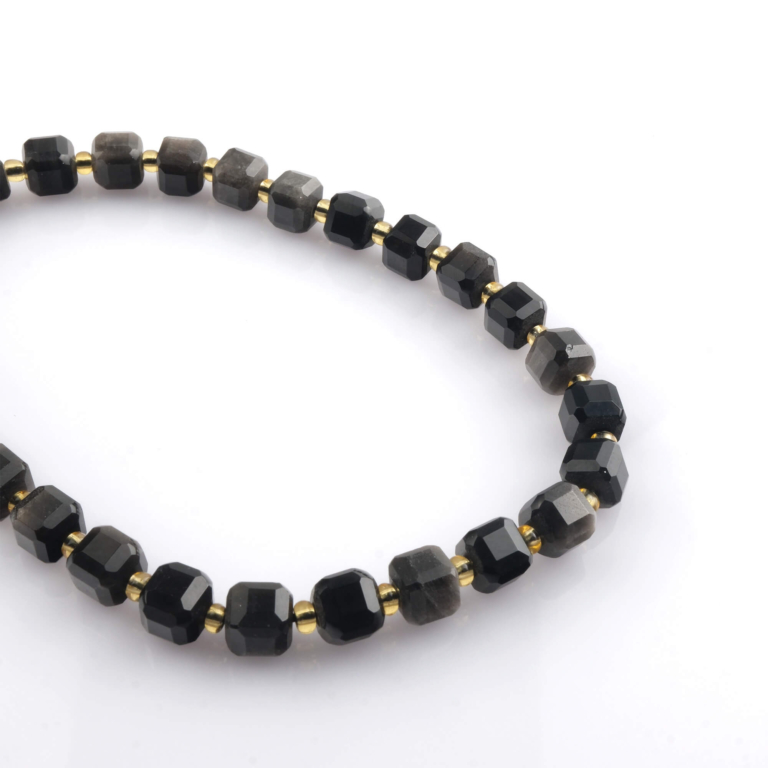 toptan doğal taş dizi obsidyen 6mm faset küp kesim profesyonel dizim için doğal taş