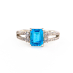 Blue Topaz Doğal Taş Gümüş Bayan Yüzük - Görsel 3