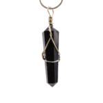 Shungite (Şungit) Doğal Taş Metal Kolye - Görsel 3