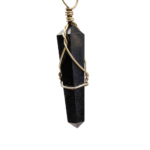 Shungite (Şungit) Doğal Taş Metal Kolye - Görsel 2
