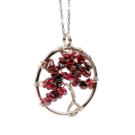 Lal (Garnet) Doğal Taş Metal Kolye - Görsel 2