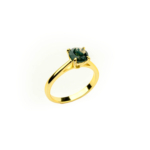 Moss Agate (Yosunlu Akik) Doğal Taş Gümüş Gold Bayan Yüzük - Görsel 2