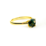 Moss Agate (Yosunlu Akik) Doğal Taş Gümüş Gold Bayan Yüzük - Görsel 4