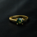 Moss Agate (Yosunlu Akik) Doğal Taş Gümüş Gold Bayan Yüzük - Görsel 5