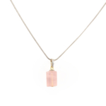Pembe Kuvars Doğal Taş Metal Kolye