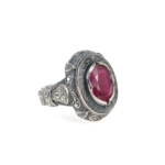 Yakut Doğal Taş Gümüş Unisex Yüzük (10ct) - Görsel 4