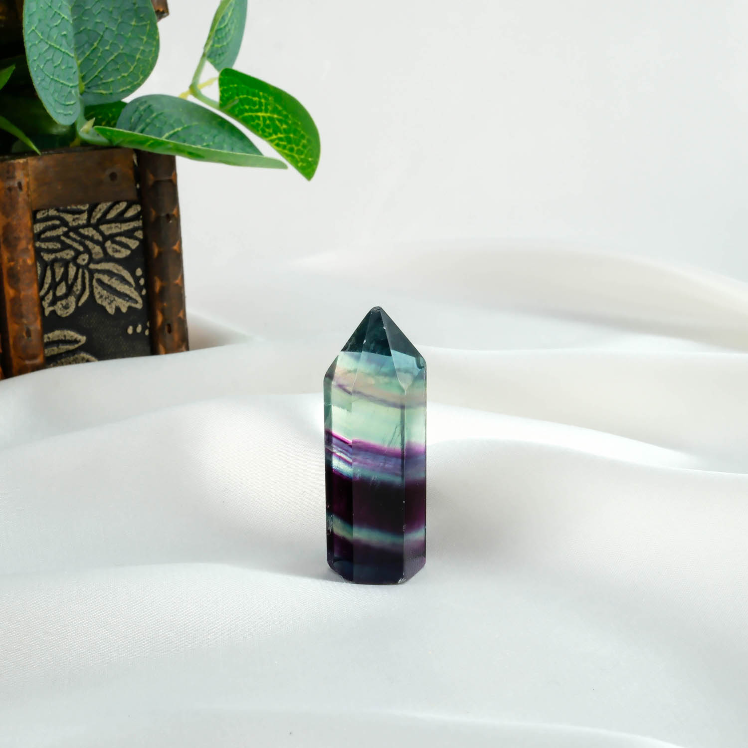 28-0-3.jpg Rainbow Florit Doğal Taş Obelisk Parça - Görsel 1