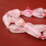 Pembe Kuvars Doğal Taş Damla Faset Kesim Dizi (8x16mm) - Görsel 3