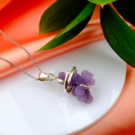 Grape Agate Doğal Taş Ham Gümüş Kolye - Görsel 3