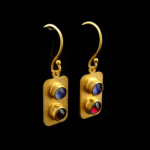 Safir Garnet (Lal) Doğal Taş Gümüş Gold Küpe - Görsel 4