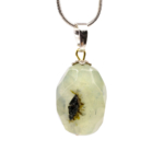 Prehnite Doğal Taş Metal Kolye - Görsel 3