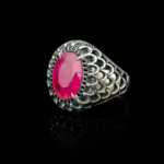 Yakut Doğal Taş Gümüş Erkek Yüzük (6ct) - Görsel 6