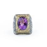 Ametist Doğal Taş Gümüş Erkek Yüzük (8.12 ct) - Görsel 2