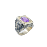 Ametist Doğal Taş Gümüş Erkek Yüzük (8.12 ct) - Görsel 4