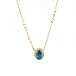 London Blue Topaz Doğal Taş Gümüş Gold Bayan Kolye - Görsel 2