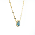 London Blue Topaz Doğal Taş Gümüş Gold Bayan Kolye - Görsel 3