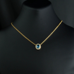 London Blue Topaz Doğal Taş Gümüş Gold Bayan Kolye - Görsel 4