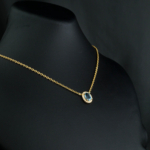 London Blue Topaz Doğal Taş Gümüş Gold Bayan Kolye - Görsel 5