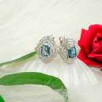 London Blue Topaz Doğal Taş Gümüş Küpe (6ct)