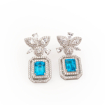 Orijinal Natural Blue Topaz Doğal Taş Gümüş Küpe - Görsel 2
