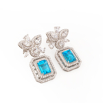 Orijinal Natural Blue Topaz Doğal Taş Gümüş Küpe - Görsel 3
