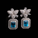 Orijinal Natural Blue Topaz Doğal Taş Gümüş Küpe - Görsel 4