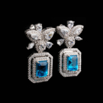 Orijinal Natural Blue Topaz Doğal Taş Gümüş Küpe - Görsel 5