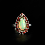 Opal Garnet Doğal Taş Gümüş Bayan Yüzük - Görsel 5