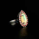 Opal Garnet Doğal Taş Gümüş Bayan Yüzük - Görsel 6