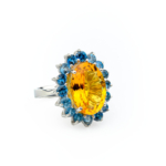Sitrin London Blue Topaz Doğal Taş Gümüş Bayan Yüzük - Görsel 4