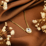 Orijinal Swarovski Taşlı Gümüş Gold Kolye