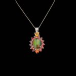 Siyah Opal Garnet ve Sitrin Doğal Taş Gümüş Bayan Kolye - Görsel 4