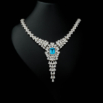 Blue Topaz ve Swarovski Süslemeli Doğal Taş Gümüş Bayan Kolye (8ct) - Görsel 5