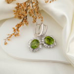 Zebercet (Peridot) Doğal Taş Gümüş Küpe (8.20ct)