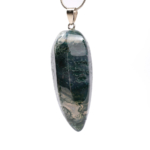 Moss Agate Akik Doğal Taş Metal Kolye - Görsel 2