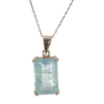 5A+ Kalite Akuamarin Doğal Taş Gümüş Bayan Kolye (13,45ct) - Görsel 3