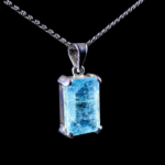 5A+ Kalite Akuamarin Doğal Taş Gümüş Bayan Kolye (13,45ct) - Görsel 4