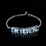 Blue Topaz Doğal Taş Gümüş Bileklik - Görsel 5