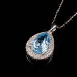 Blue Topaz Doğal Taş Gümüş Bayan Kolye (12ct) - Görsel 4