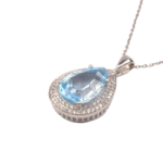 Blue Topaz Doğal Taş Gümüş Bayan Kolye (12ct) - Görsel 2