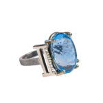 Blue Topaz Doğal Taş Gümüş Bayan Yüzük - Görsel 2