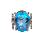 Blue Topaz Doğal Taş Gümüş Bayan Yüzük - Görsel 3