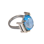 Blue Topaz Doğal Taş Gümüş Bayan Yüzük - Görsel 4