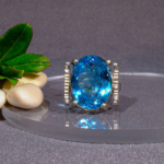 Blue Topaz Doğal Taş Gümüş Bayan Yüzük