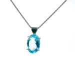 Blue Topaz Doğal Taş Gümüş Bayan Kolye (17ct) - Görsel 2