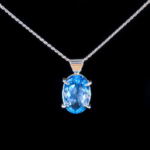 Blue Topaz Doğal Taş Gümüş Bayan Kolye (17ct) - Görsel 4
