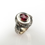 Garnet (Lal) Doğal Taş Gümüş Erkek Yüzük - Görsel 4