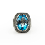 Blue Topaz Doğal Taş Gümüş Erkek Yüzük (16ct) - Görsel 2