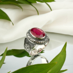 Yakut Doğal Taş Gümüş Erkek Yüzük (8,5ct)